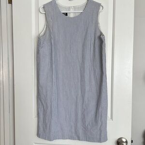 Navy and White Seersucker Striped Dress